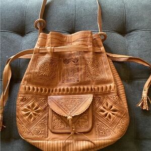 Handcrafted Tan Leather Totebag Purse